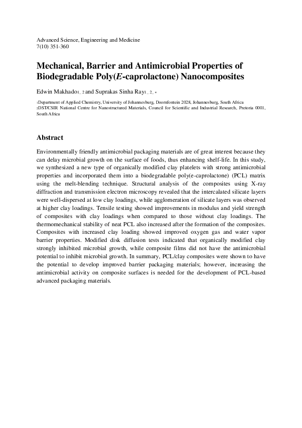 (PDF) Mechanical, Barrier and Antimicrobial Properties of Biodegradable ...