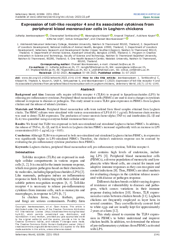 (PDF) Expression of Toll-like Receptor 4 and Its Associated ...