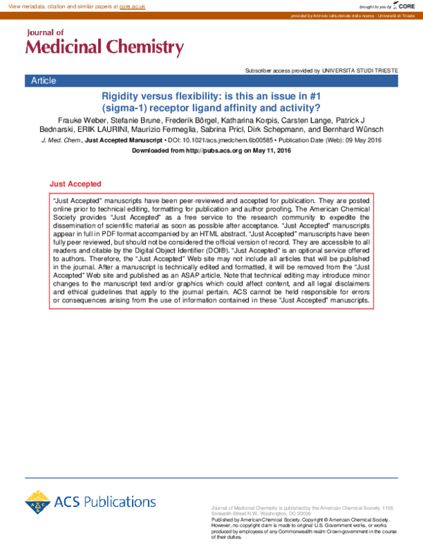 (PDF) Rigidity versus Flexibility: Is This an Issue in σ1 Receptor ...