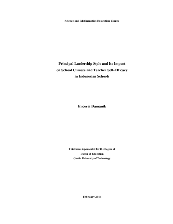 (PDF) Principal leadership style and its impact on school climate and ...