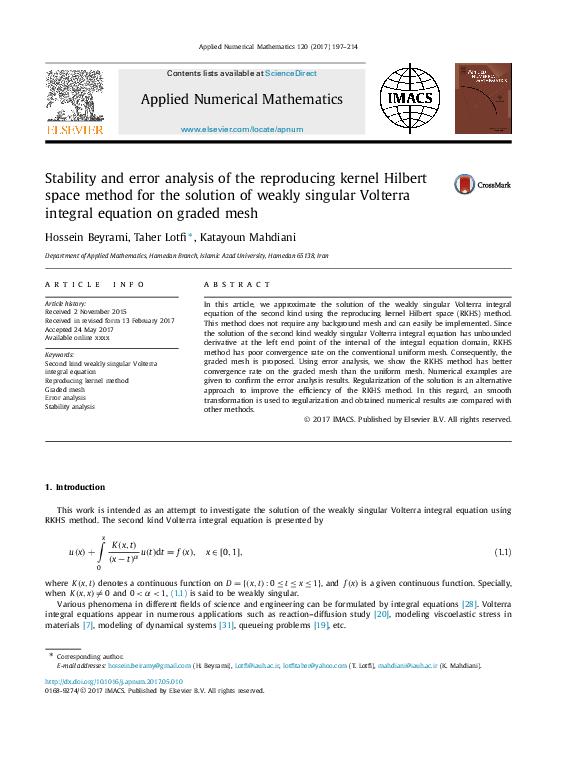 (PDF) Stability and error analysis of the reproducing kernel Hilbert ...
