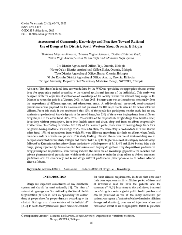 (PDF) Assessment of Community Knowledge and Practices Toward Rational ...
