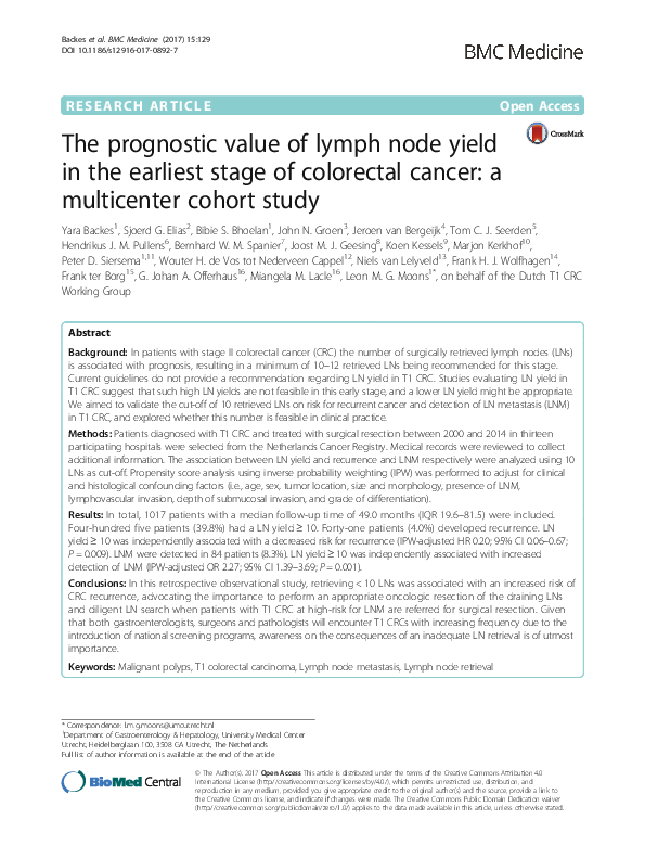 (PDF) The prognostic value of lymph node yield in the earliest stage of ...