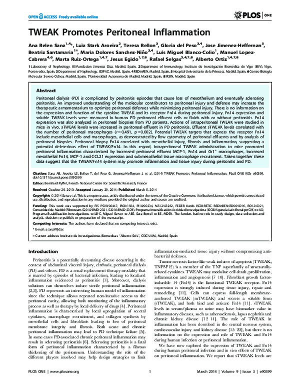(PDF) TWEAK Promotes Peritoneal Inflammation | Teresa Bellon - Academia.edu
