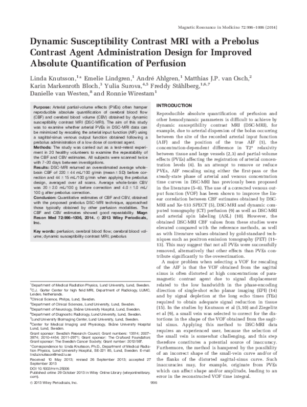 (PDF) Dynamic susceptibility contrast MRI with a prebolus contrast ...