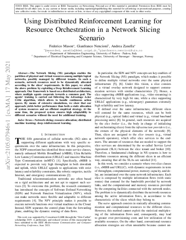 (PDF) Using Distributed Reinforcement Learning for Resource ...
