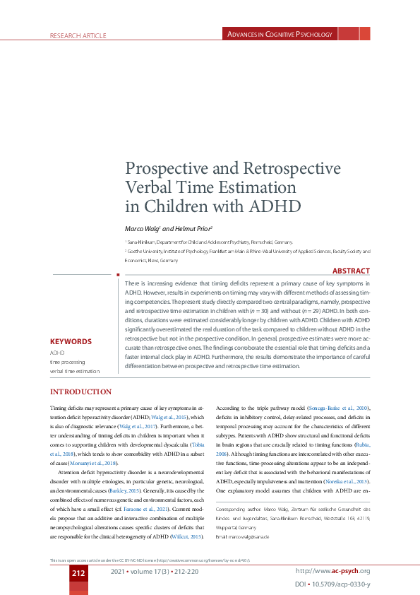 View of (PDF) Prospective and Retrospective Verbal Time Estimation in Children ...