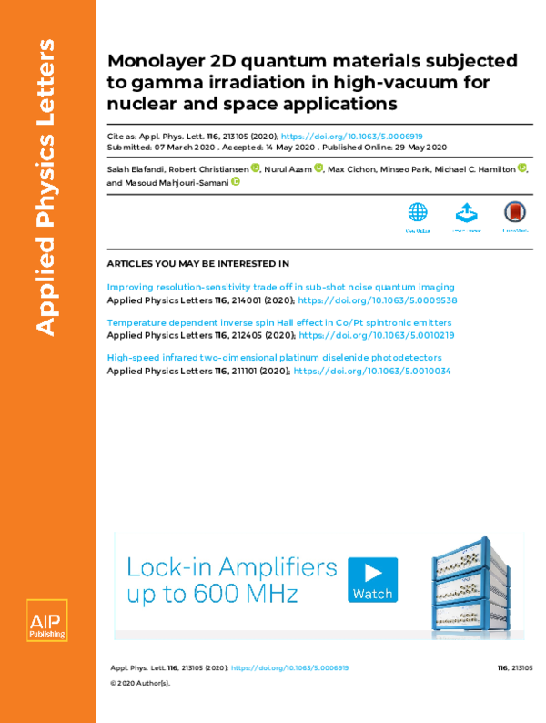(PDF) Monolayer 2D quantum materials subjected to gamma irradiation in ...