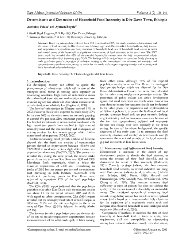 (PDF) Determinants and Dimensions of Household Food Insecurity in Addis ...