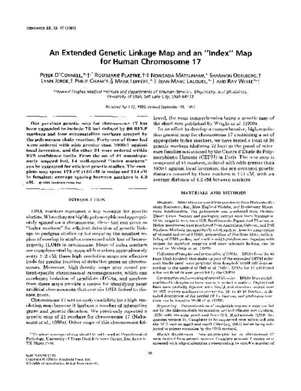 (PDF) An Extended Genetic Linkage Map and an "Index" Map for Human ...
