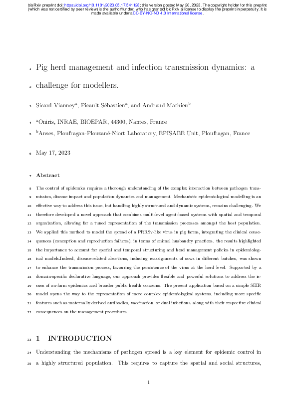 (PDF) Pig herd management and infection transmission dynamics: a ...
