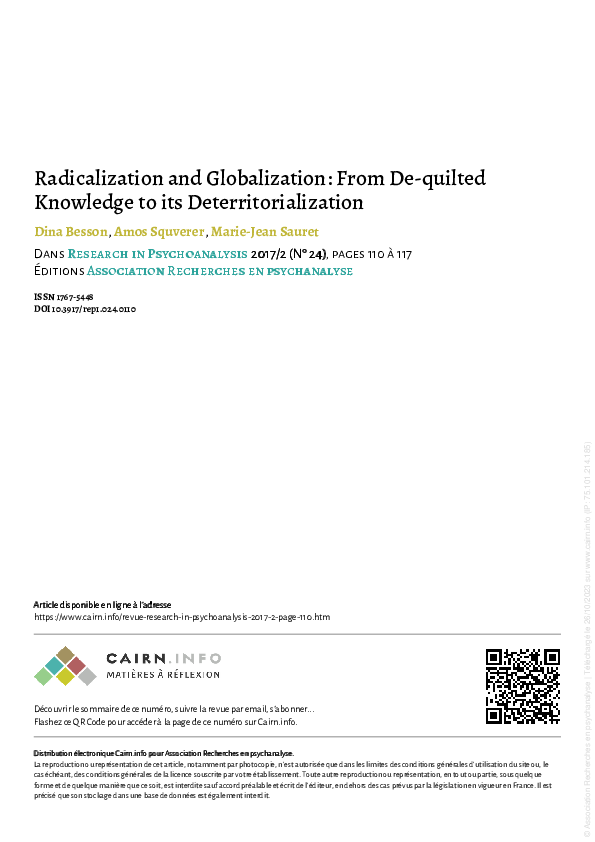 (PDF) Radicalization and Globalization: From De-quilted Knowledge to ...