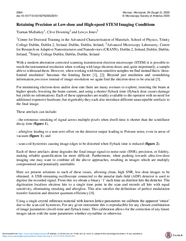 (PDF) Retaining Precision at Low-dose and High-speed STEM Imaging ...
