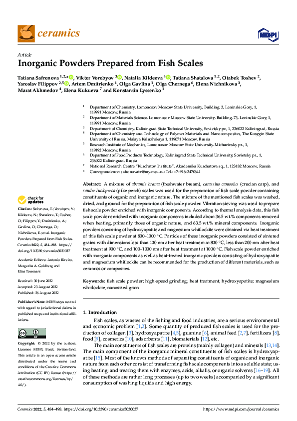 (PDF) Inorganic Powders Prepared from Fish Scales