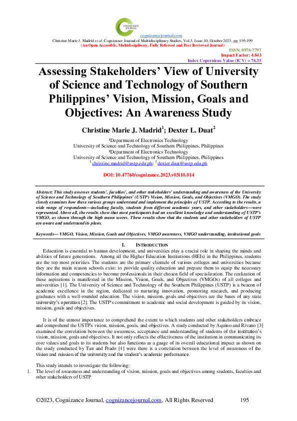 (PDF) Assessing Stakeholders’ View of University of Science and ...