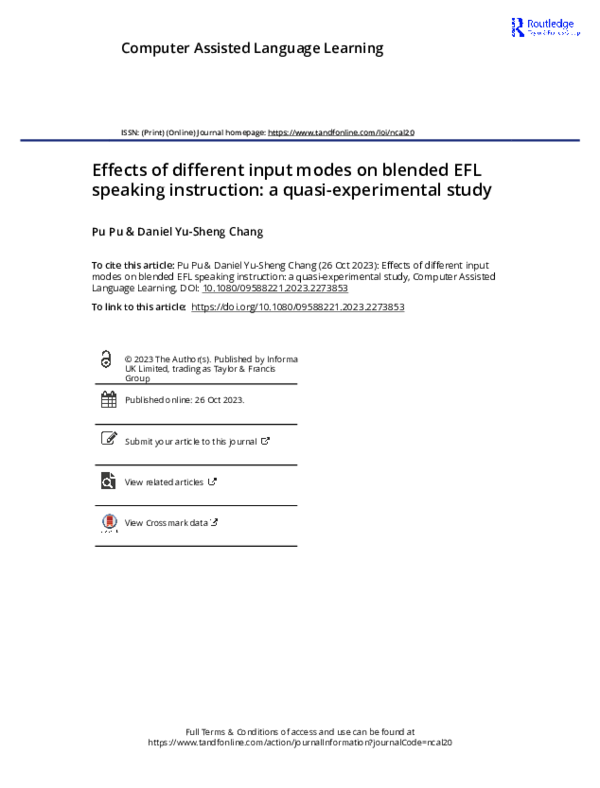 (PDF) Effects of different input modes on blended EFL speaking ...