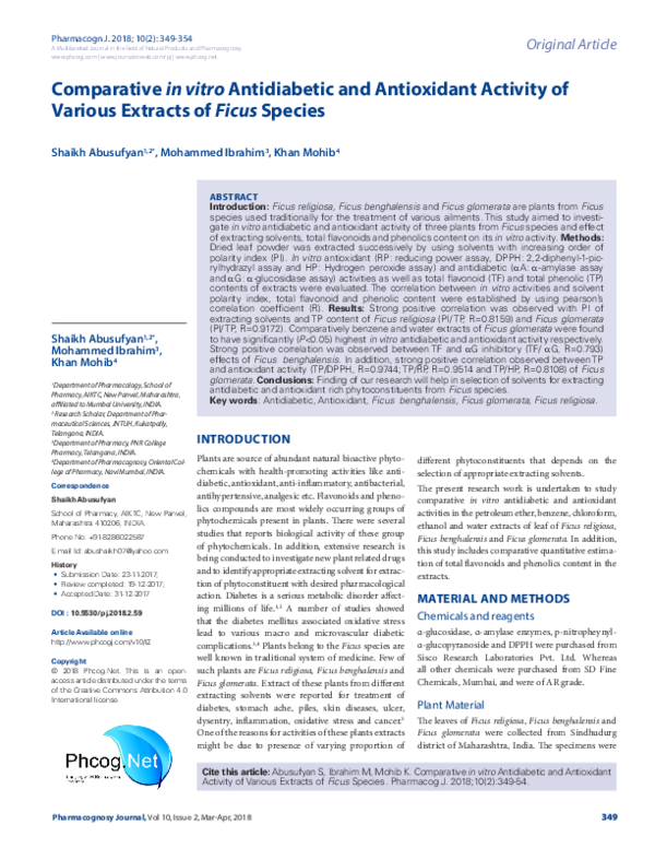 (PDF) Comparative in vitro Antidiabetic and Antioxidant Activity of ...