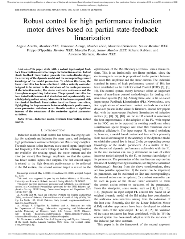 (PDF) Robust Control for High Performance Induction Motor Drives Based ...