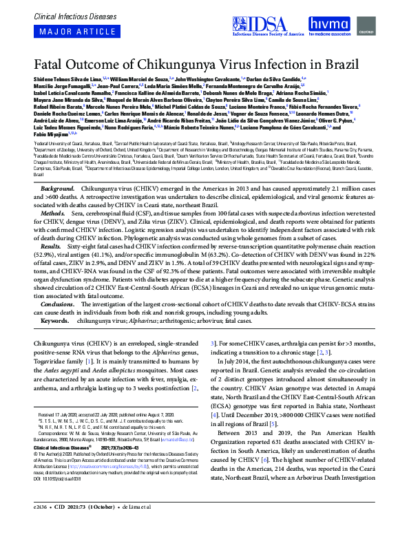 (PDF) Fatal Outcome of Chikungunya Virus Infection in Brazil