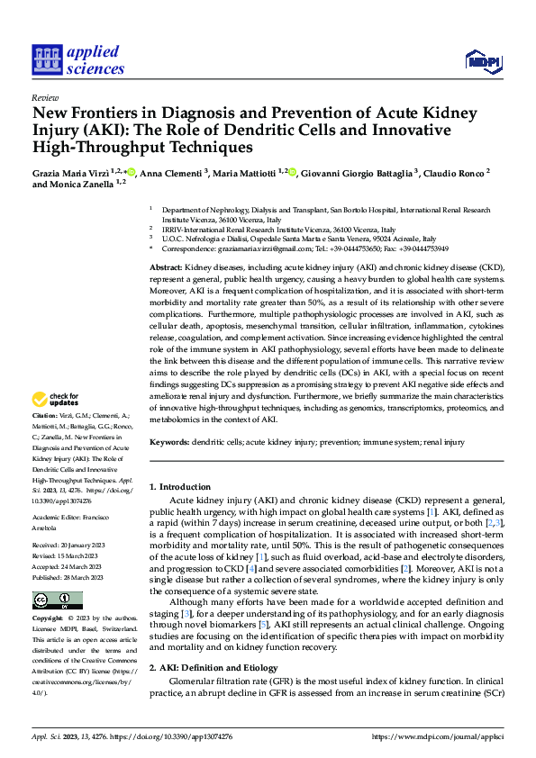 (PDF) New Frontiers in Diagnosis and Prevention of Acute Kidney Injury ...
