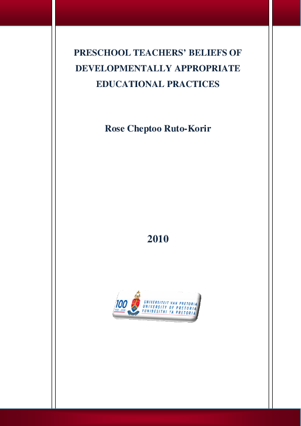 (PDF) Preschool teachers beliefs of developmentally appropriate ...