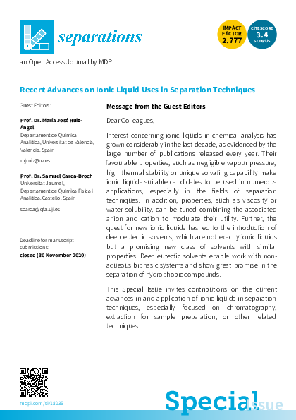 (PDF) Recent advances on ionic liquid uses in separation techniques