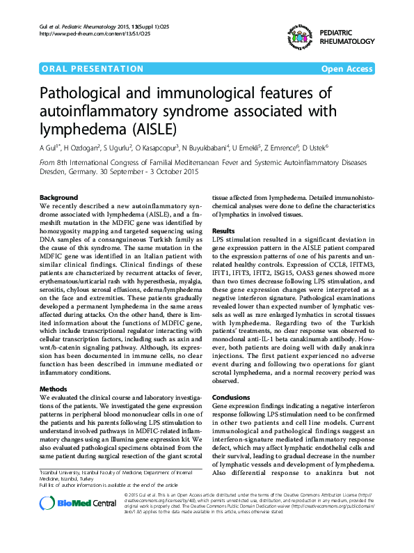 (PDF) Pathological and immunological features of autoinflammatory ...