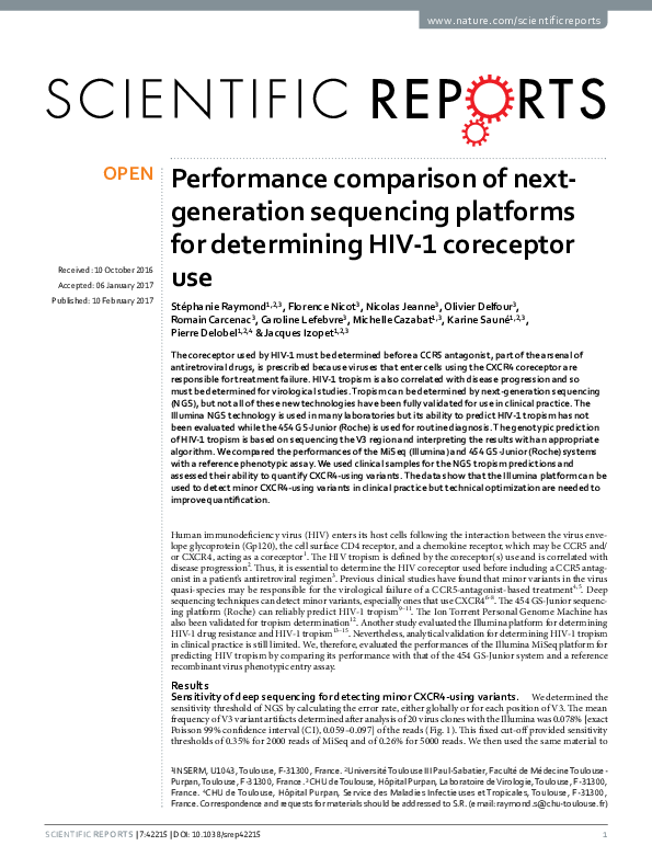(PDF) Performance comparison of Next Generation sequencing platforms