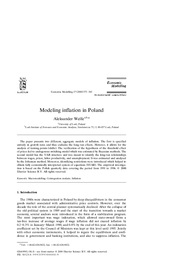 (PDF) Modeling inflation in Poland