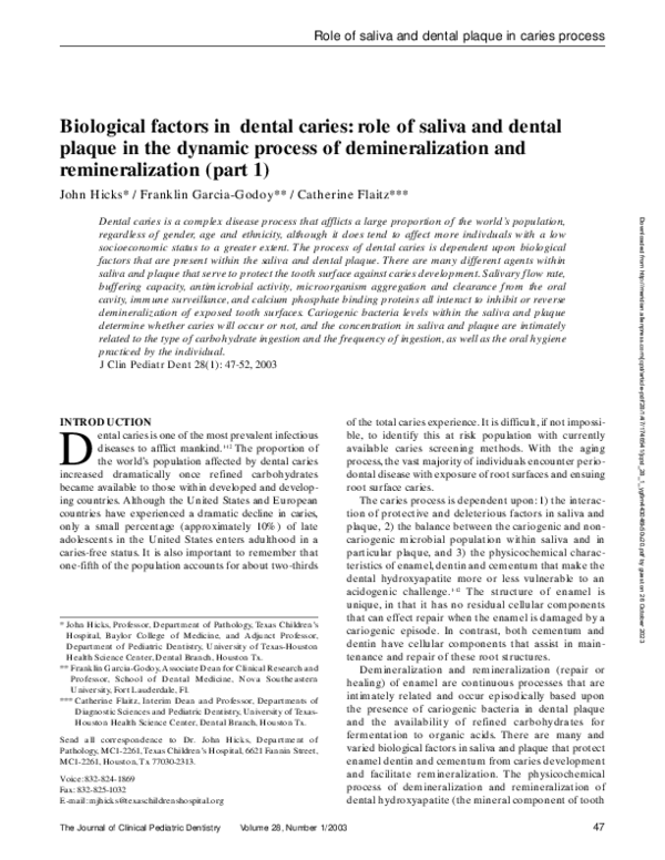 (PDF) Biological factors in dental caries role of saliva and dental