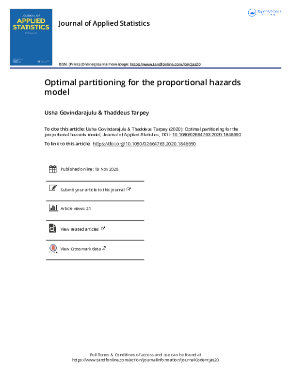 (PDF) Optimal partitioning for the proportional hazards model