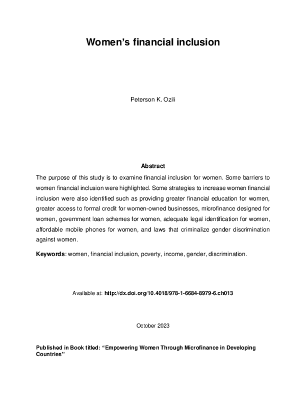 (PDF) Women's financial inclusion