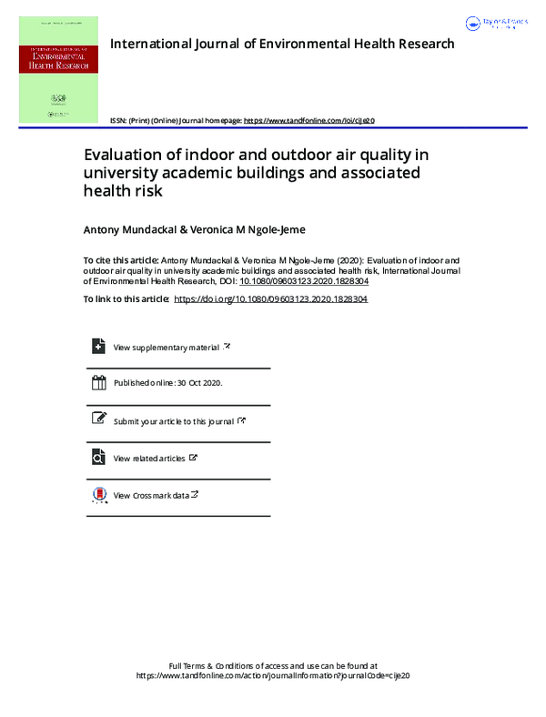 (PDF) Evaluation of indoor and outdoor air quality in university ...