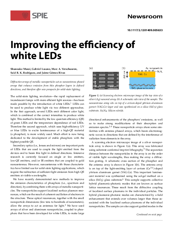 (PDF) Improving the efficiency of white LEDs