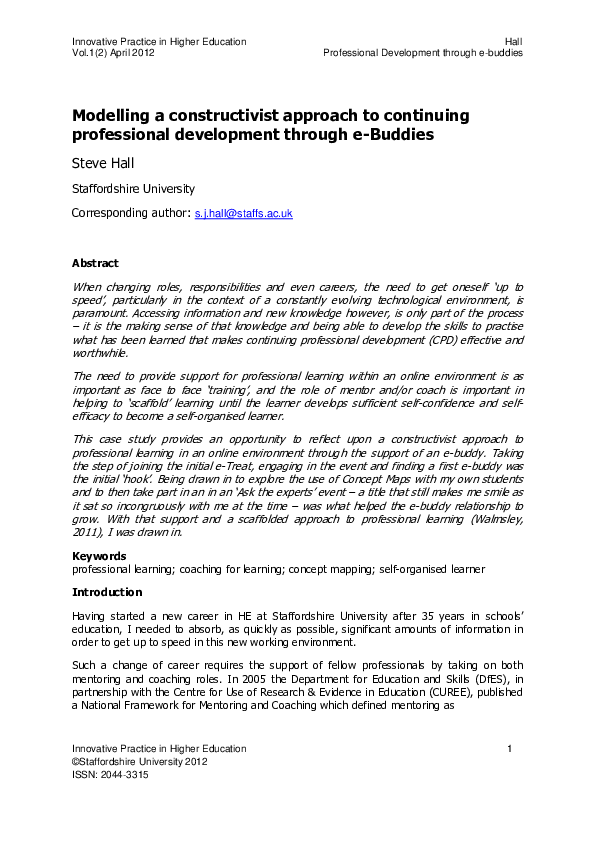 (PDF) Modelling a constructivist approach to continuing professional ...