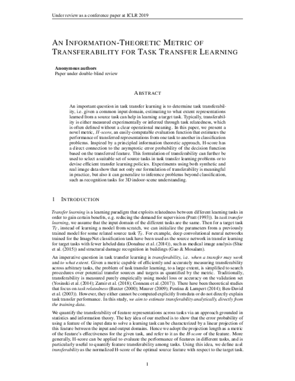 (PDF) An Information-Theoretic Metric of Transferability for Task ...