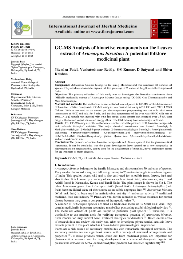 (PDF) GC-MS Analysis of Bioactive Components on the Leaves Extract of ...
