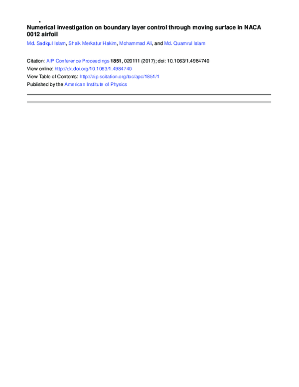 (PDF) Numerical Investigation on Boundary Layer Control Through Moving ...