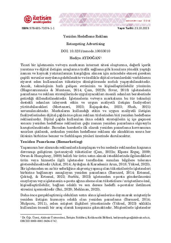 (PDF) Yeniden Hedefleme Reklam - Retargeting Advertising
