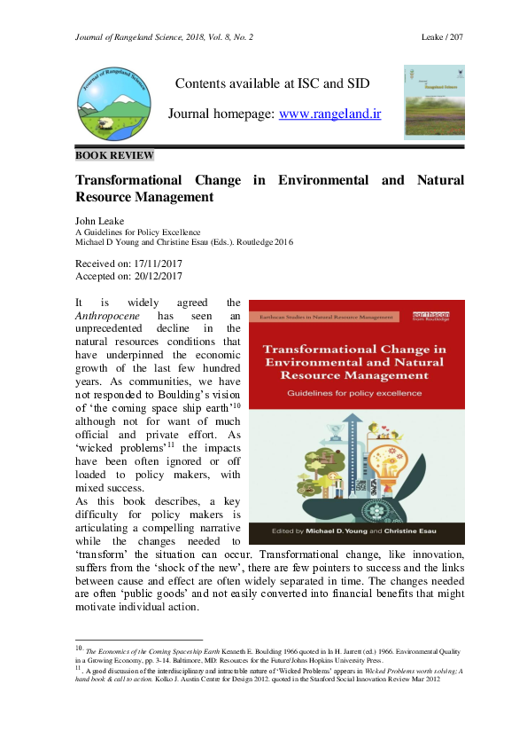 (PDF) Transformational Change in Environmental and Natural Resource ...