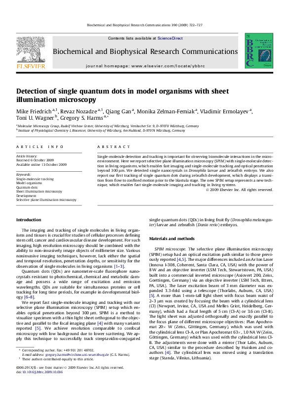 (PDF) Detection of Single Quantum Dots in Model Systems with Sheet ...