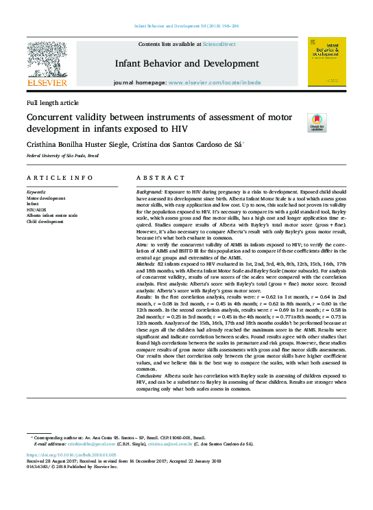 (PDF) Concurrent validity between instruments of assessment of motor ...