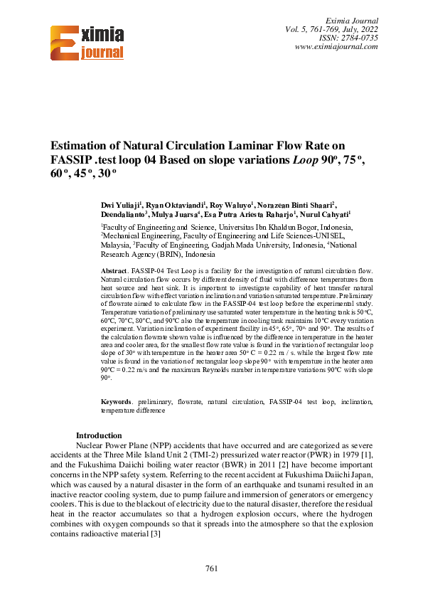 (PDF) Estimation of Natural Circulation Laminar Flow Rate on FASSIP ...