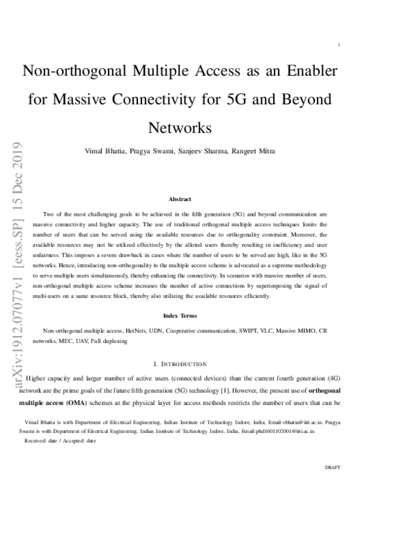 (PDF) Non-orthogonal Multiple Access as an Enabler for Massive ...