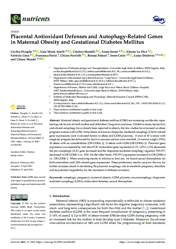 (PDF) Placental Antioxidant Defenses and Autophagy-Related Genes in ...
