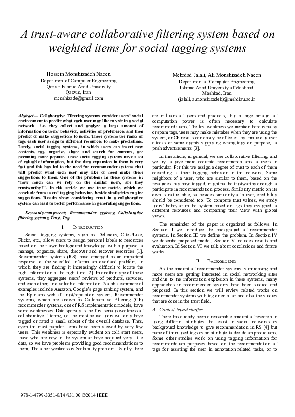 (PDF) A trust-aware collaborative filtering system based on weighted ...