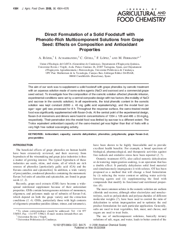 (PDF) Direct Formulation of a Solid Foodstuff with Phenolic-Rich ...