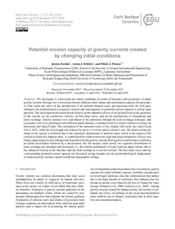 (PDF) Potential erosion capacity of gravity currents created by ...