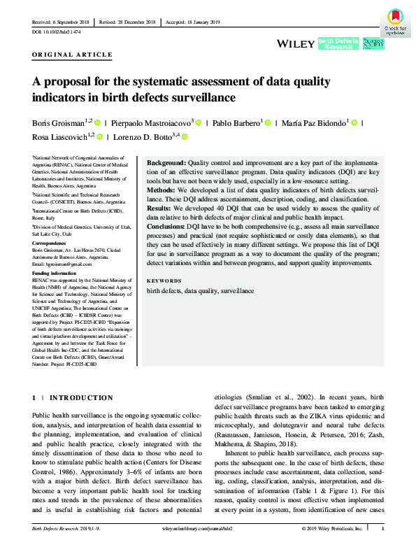 (PDF) A proposal for the systematic assessment of data quality ...