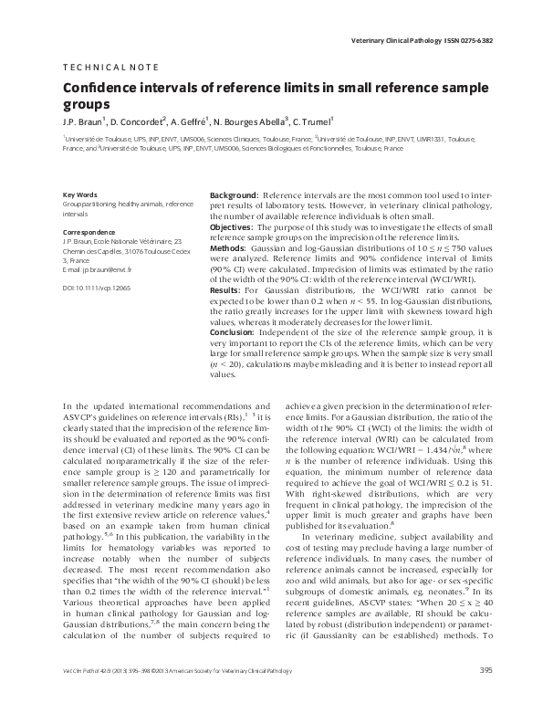 (PDF) Confidence intervals of reference limits in small reference ...